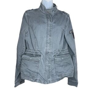 Aeropostale Jacket Womens Size XL Gray Utility Chic Soft Military Y2K Streetwear
